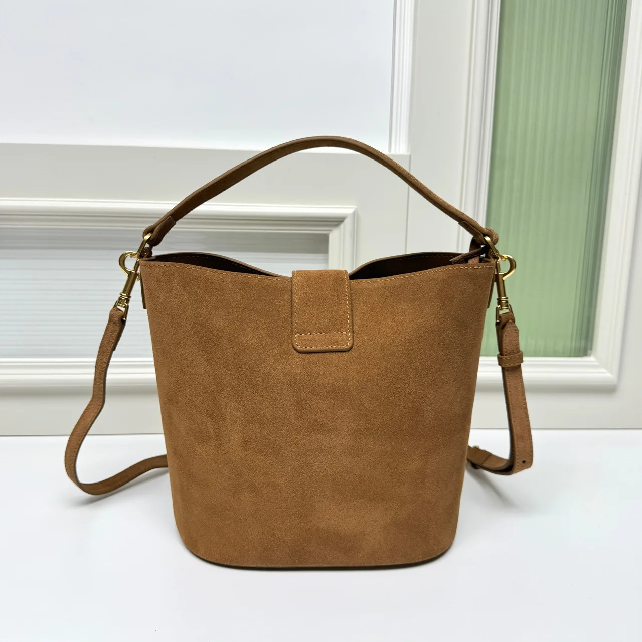 Celine Cowhide Bucket Bag in Tan · view 3