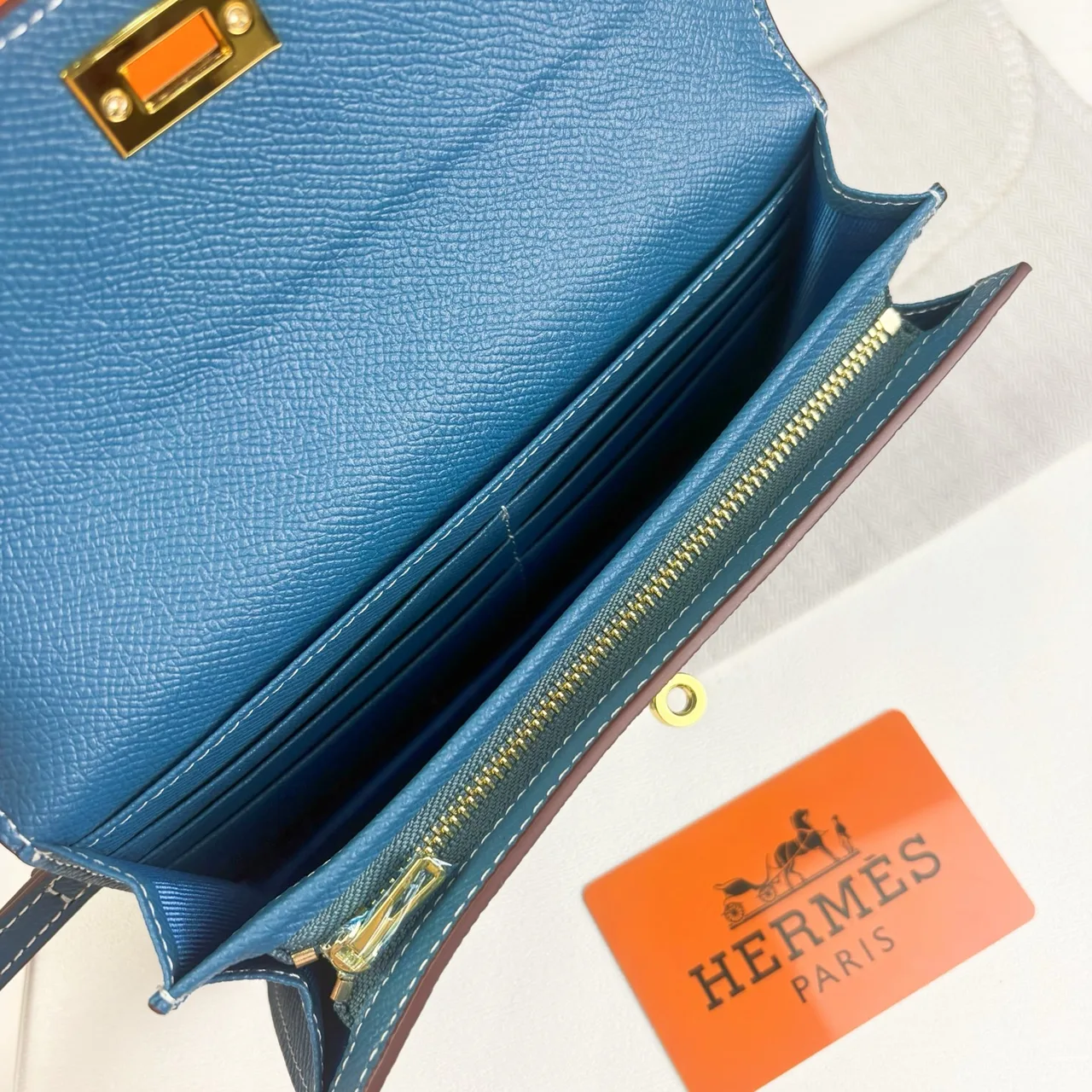 Hermes Wristlet Wallet in Blue & Pink & Grey & Green & Red & Burgundy · view 8
