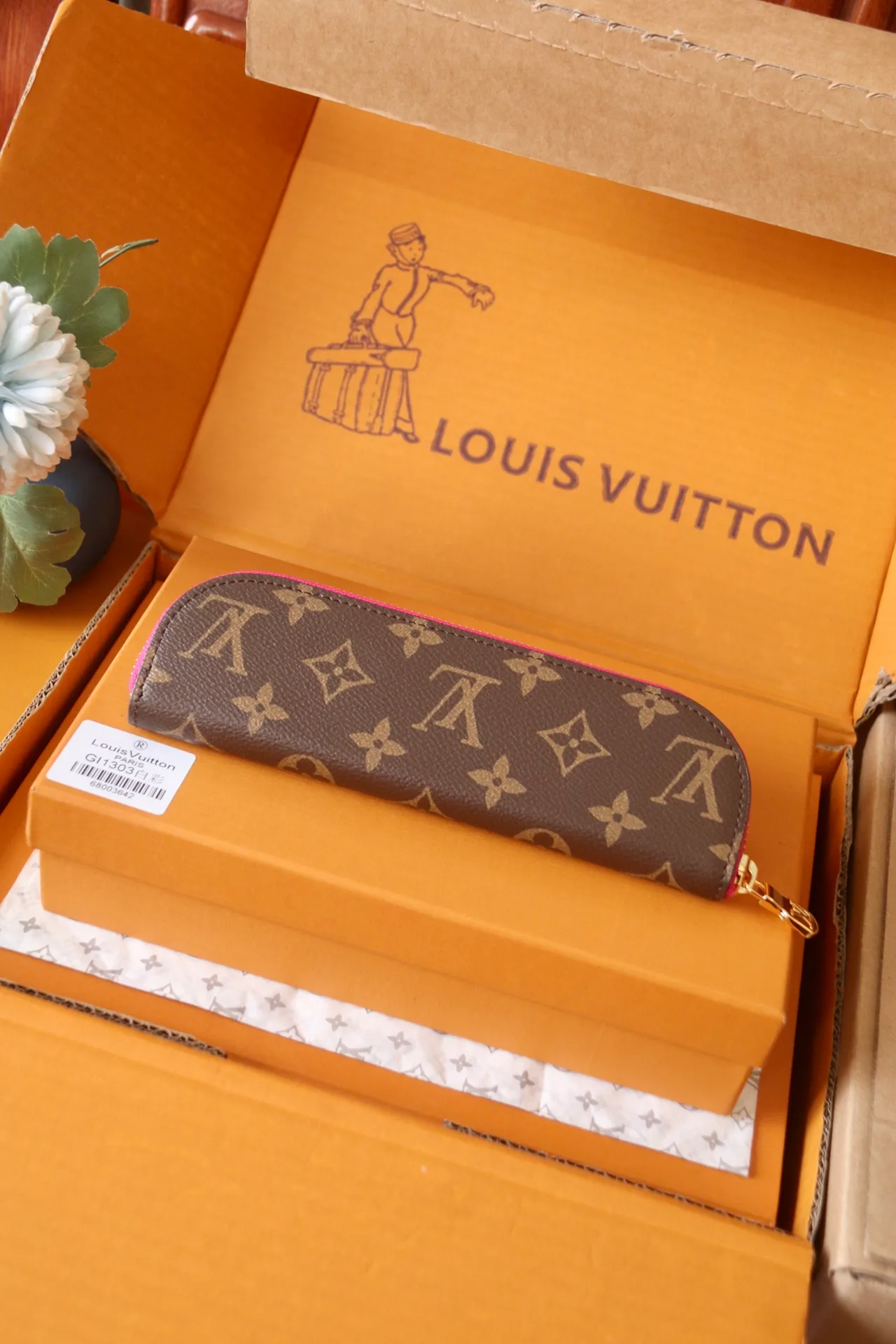 Louis Vuitton Canvas Smooth Zip Pencil Case in Brown · view 2