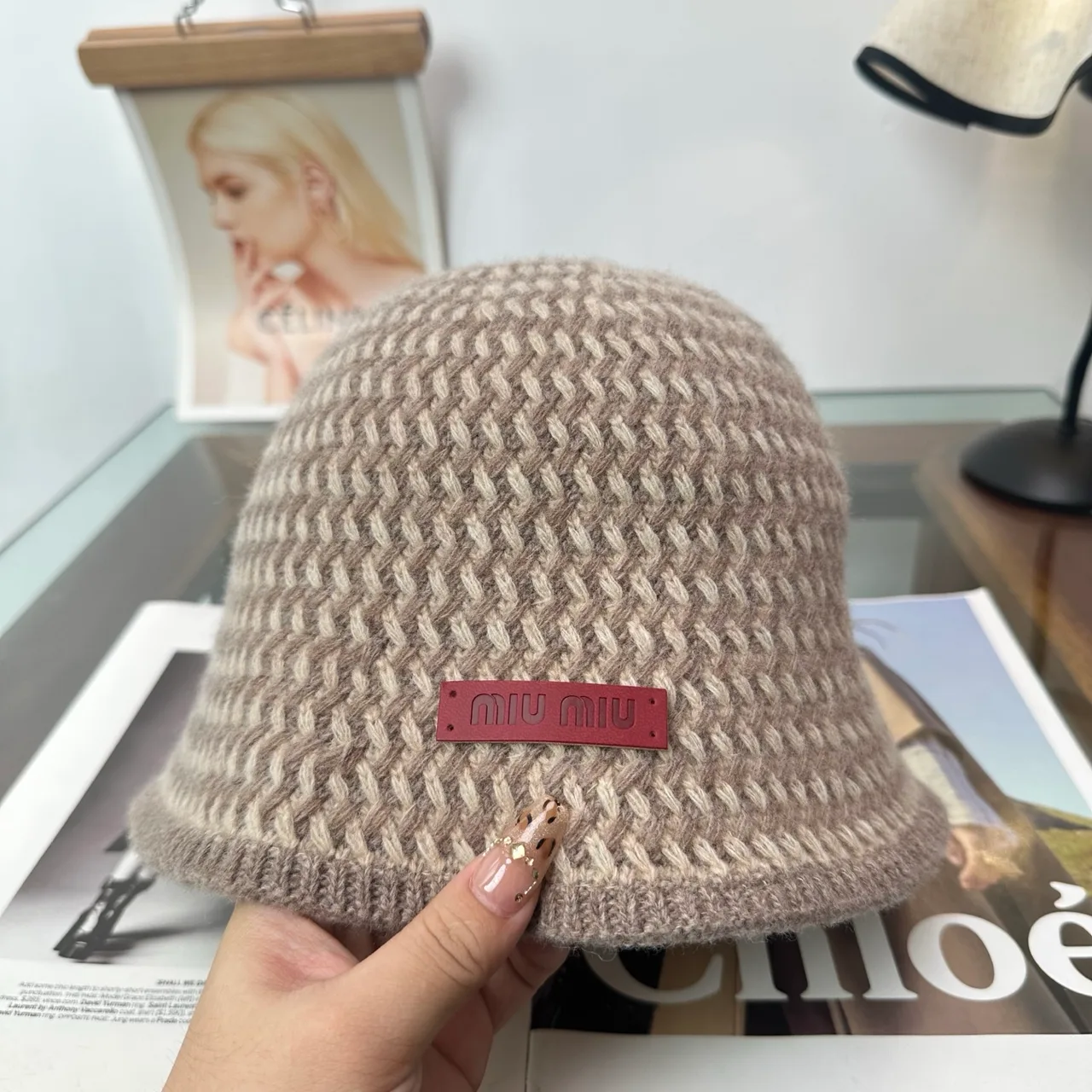Miu Miu Bucket Hat in Beige & Black & Brown & Blue · view 4
