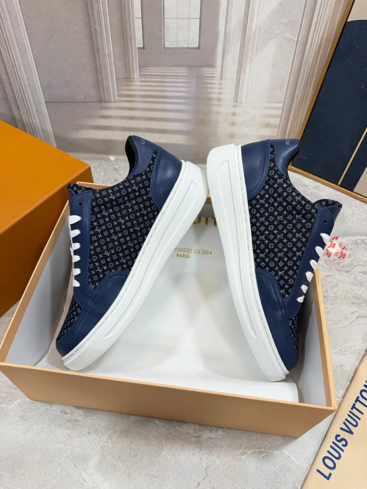 Louis Vuitton Calfskin Sneakers in Blue · view 6