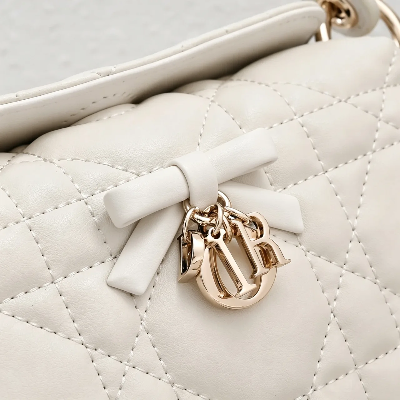 Dior Sheepskin Quilted Top-Handle Bag in White · view 4
