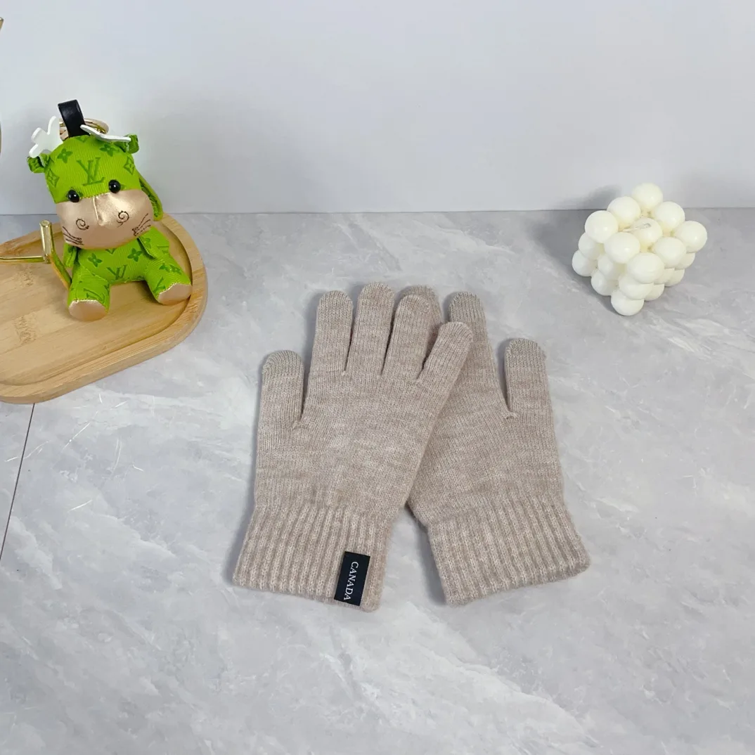Canada Goose Wool Ribbed Hat Scarf and Gloves Set in Beige · view 6
