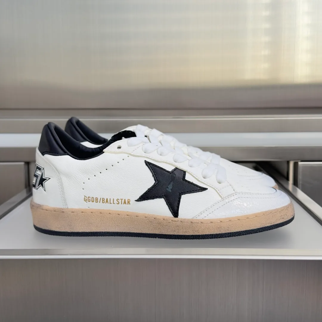 Golden Goose Cowhide Ball Star Sneakers in White · view 1