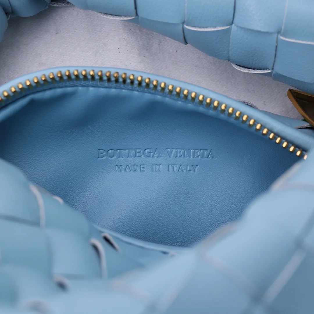 Bottega Veneta Sheepskin Woven Glossy Hobo Bag in Blue · view 8