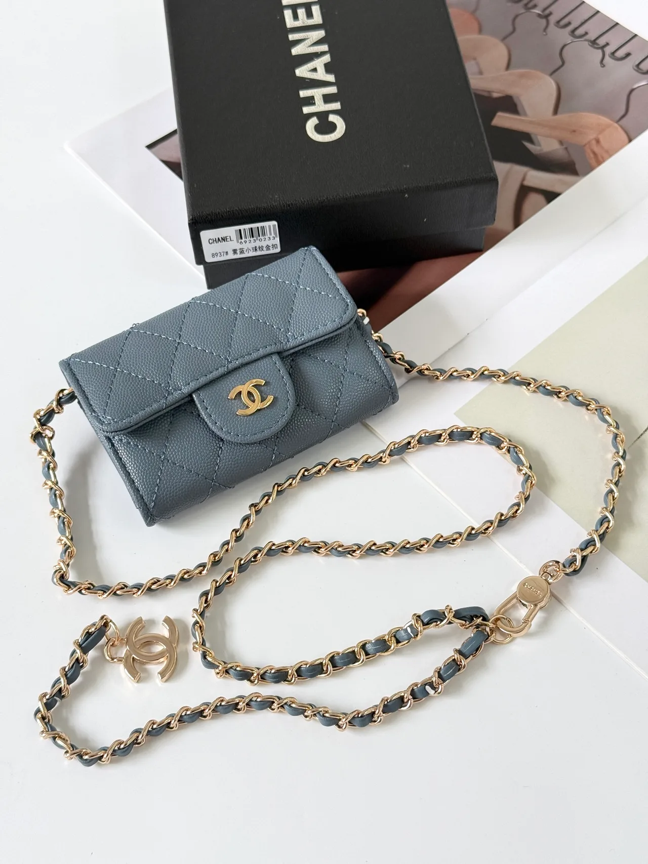 Chanel Quilted Zip Pouch in Blue · view 1