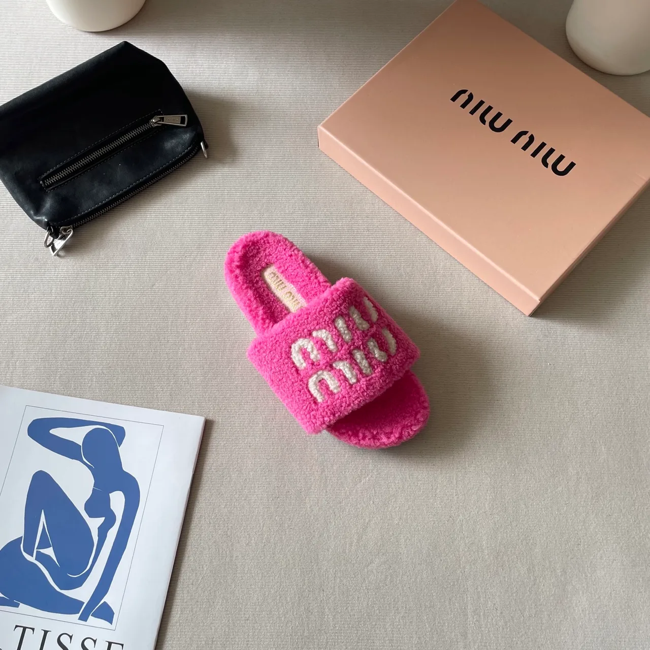 Miu Miu Wool Slippers in Pink · view 5