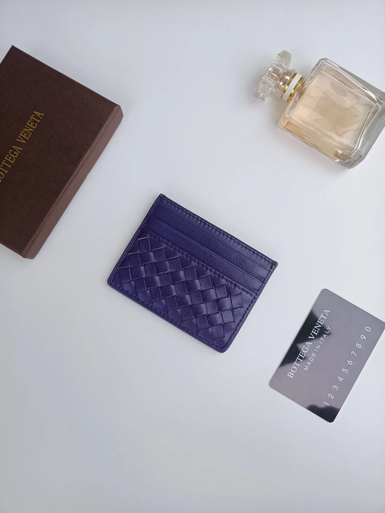 Bottega Veneta Woven Cardholder in Purple · view 2