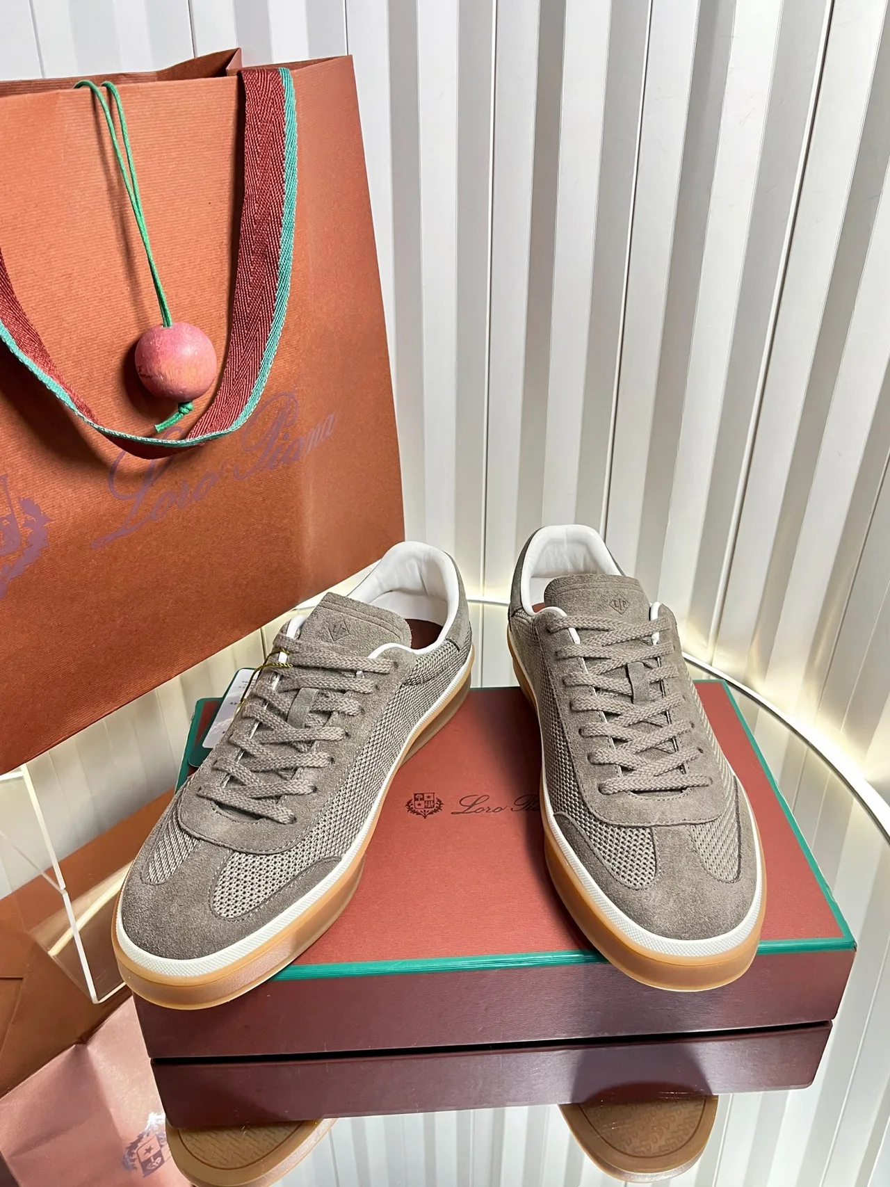 Loro Piana Cashmere Low-Top Sneakers in Grey · view 3