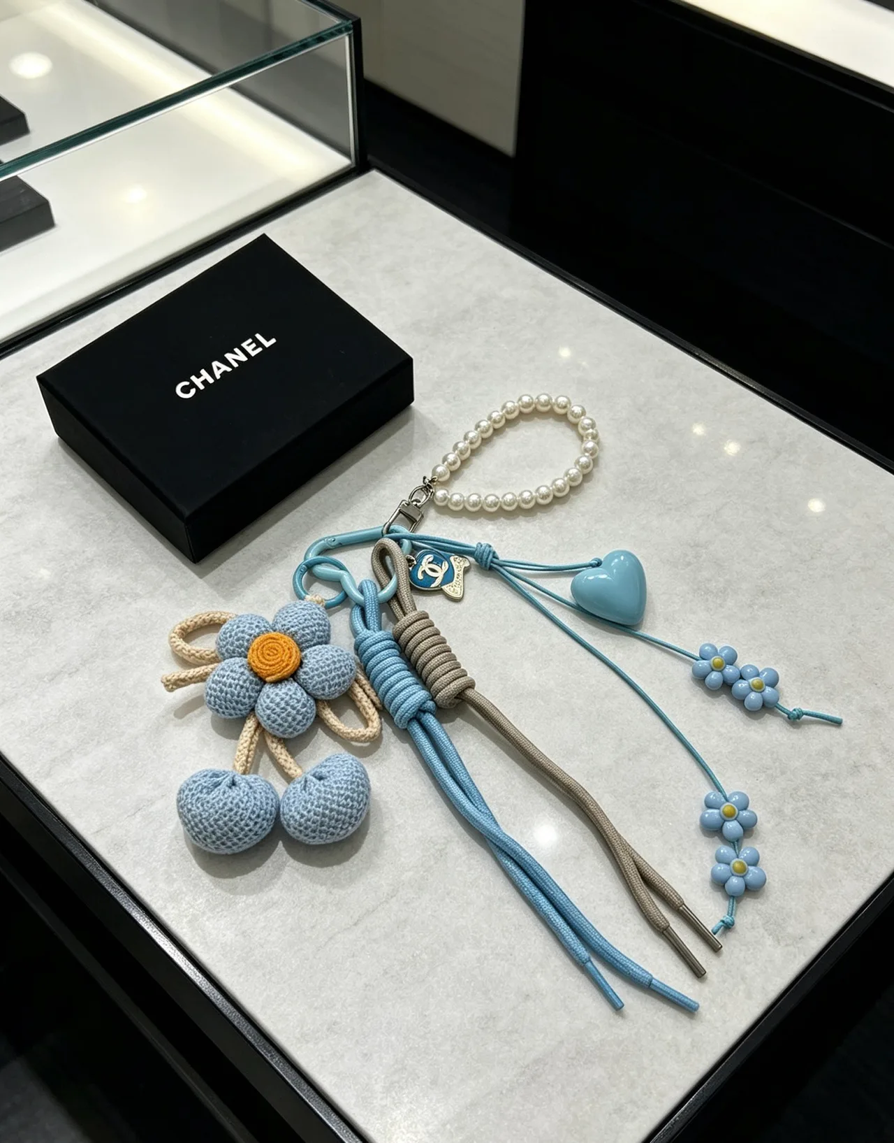 Chanel Smooth Flower Bag Charm in Blue · view 6