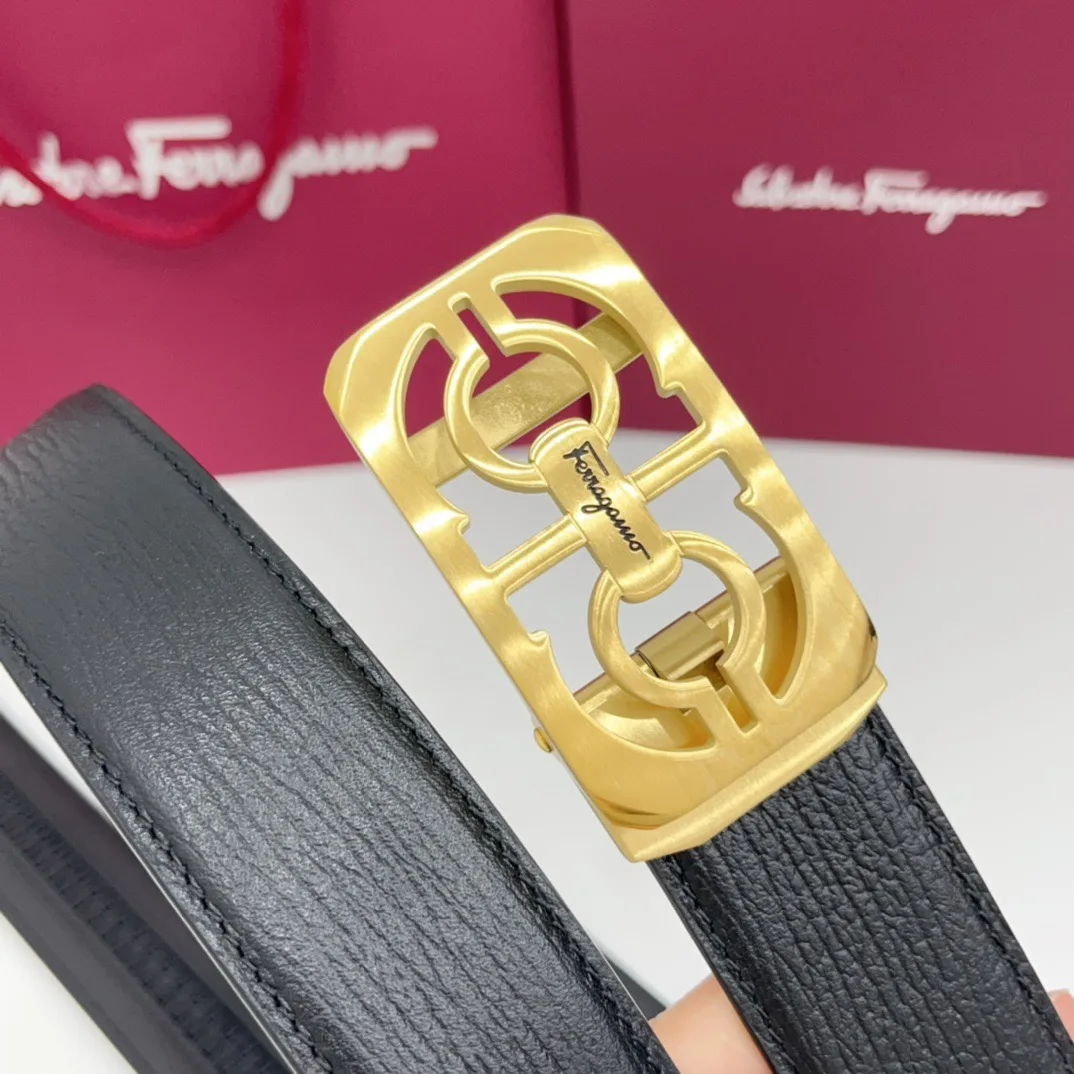Ferragamo Calfskin Belt in Black · view 6