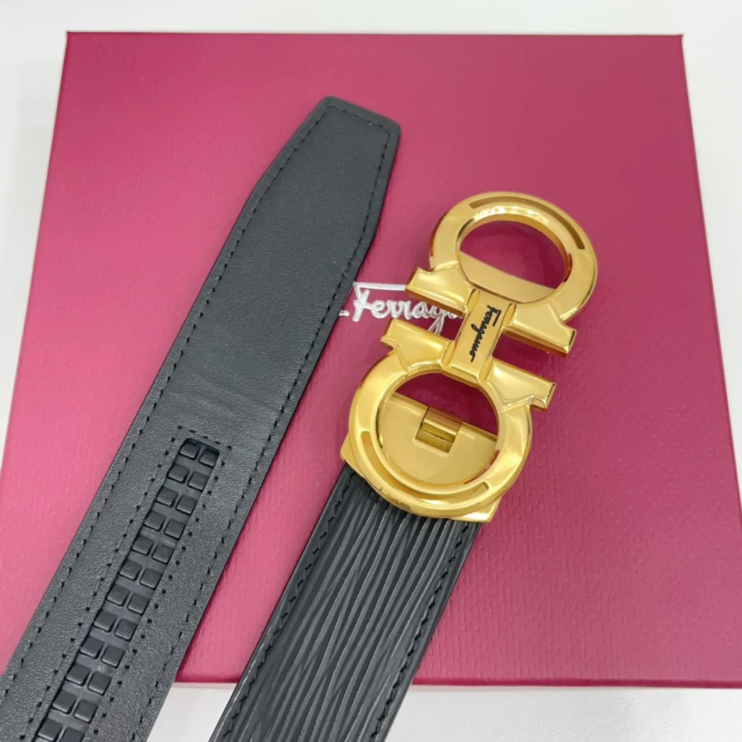 Ferragamo Calfskin Belt in Black · view 6