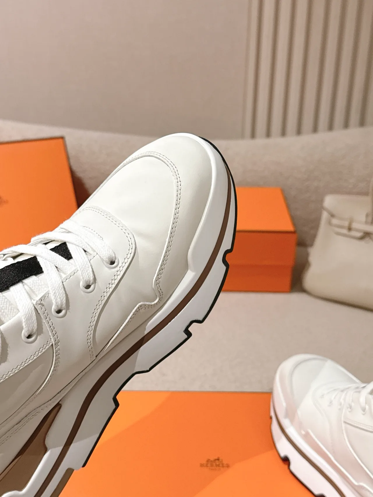 Hermes Calfskin Sneakers in White · view 7