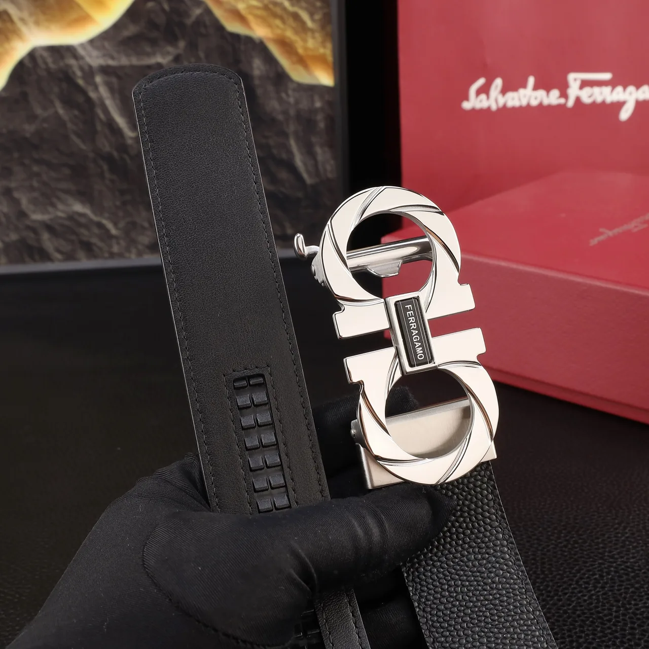 Ferragamo Automatic Belt in Black · view 6