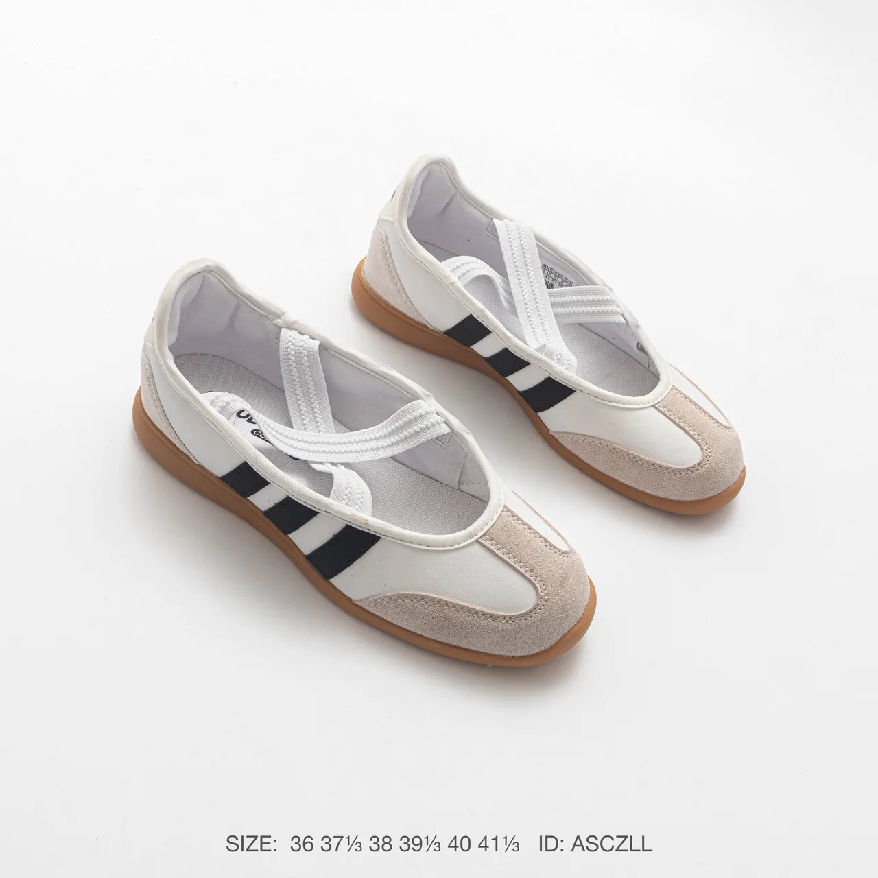 Adidas Striped Round-Toe Ballet Sneakers in White · view 3