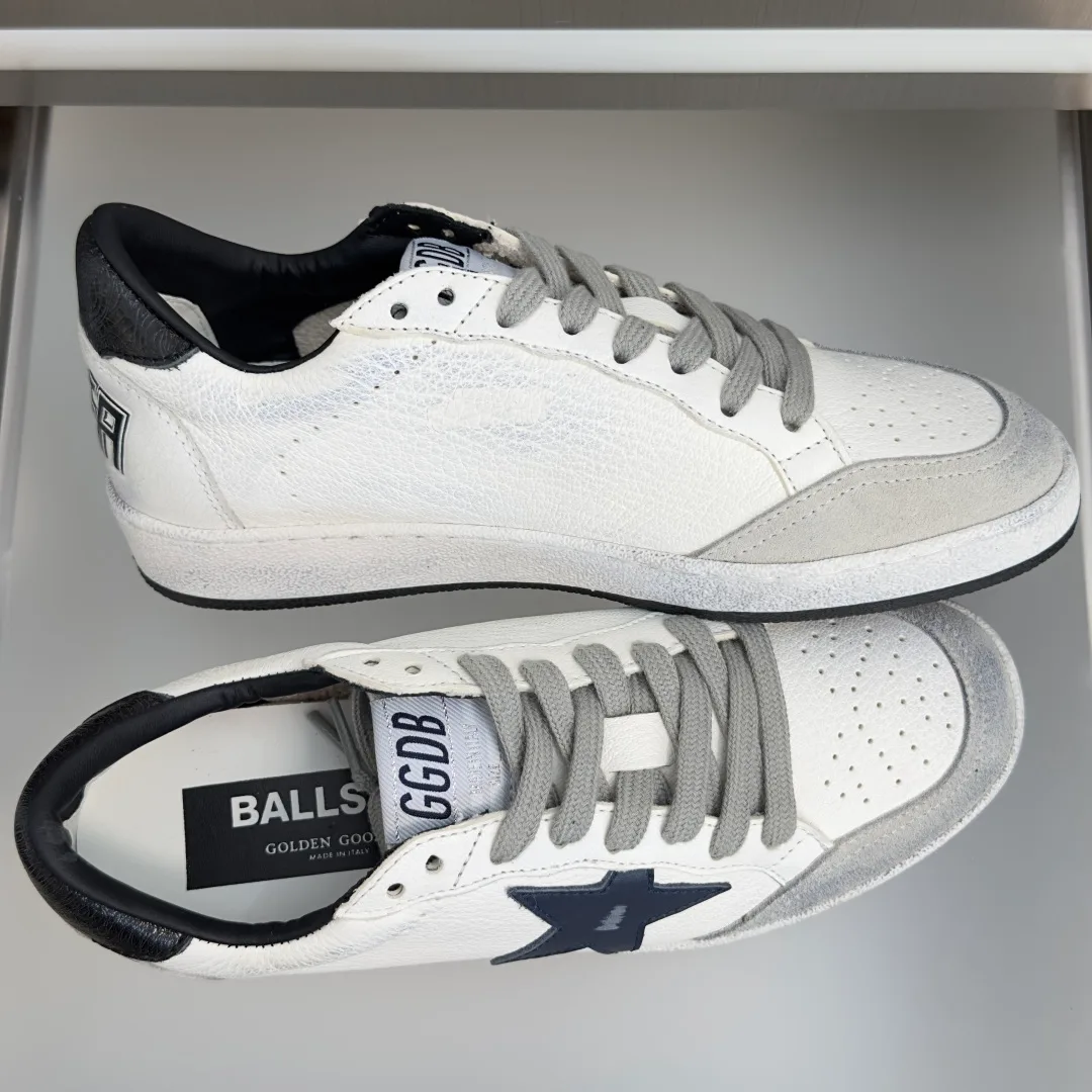 Golden Goose Cowhide Ball Star Sneakers in White · view 5