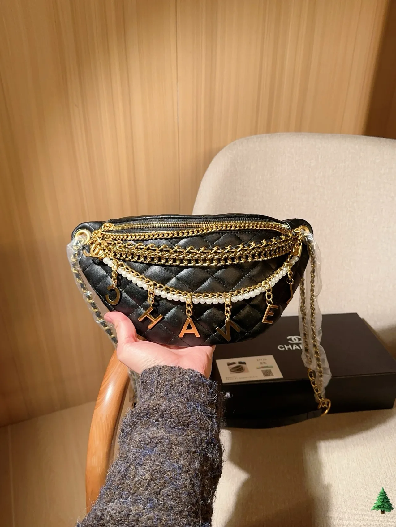 Chanel Chain Belt Bag in Black · view 3