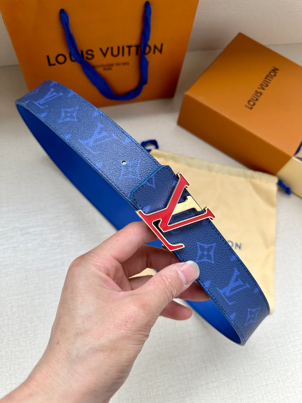 Louis Vuitton Canvas Belt in Blue · view 2