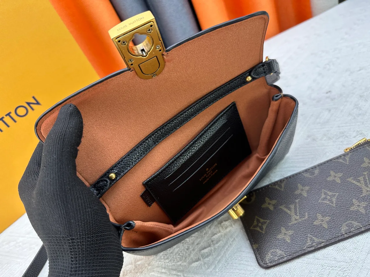 Louis Vuitton Cowhide Canvas Low Key Chain Wallet with Detachable Pouch in Black · view 8