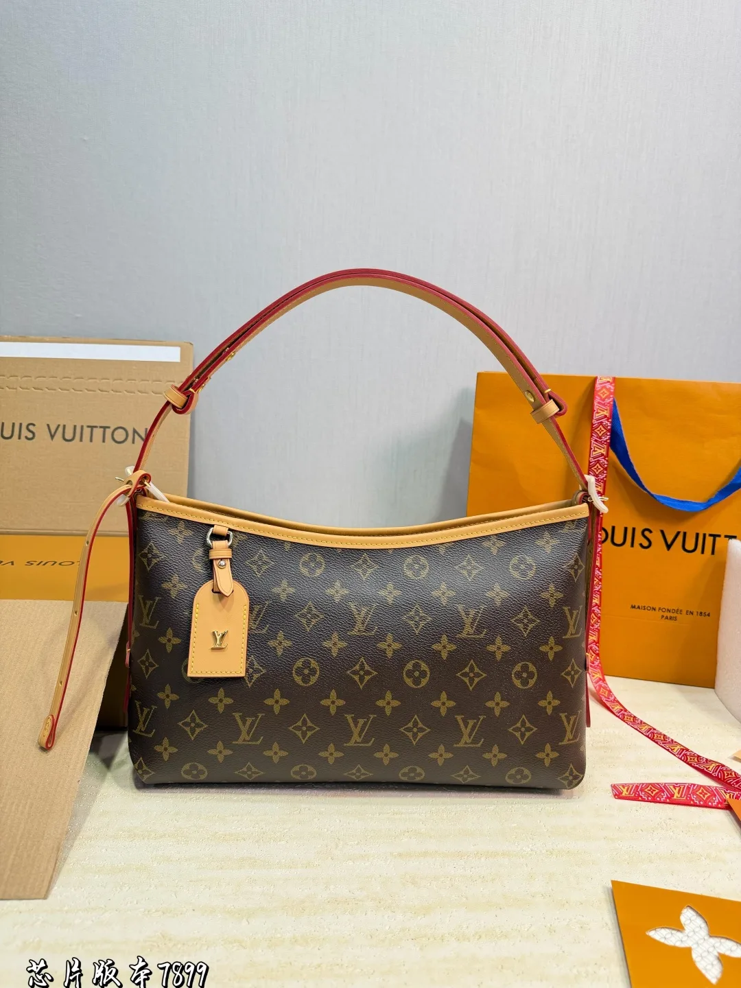 Louis Vuitton Cowhide Canvas Carryall Shoulder Bag in Brown · view 2