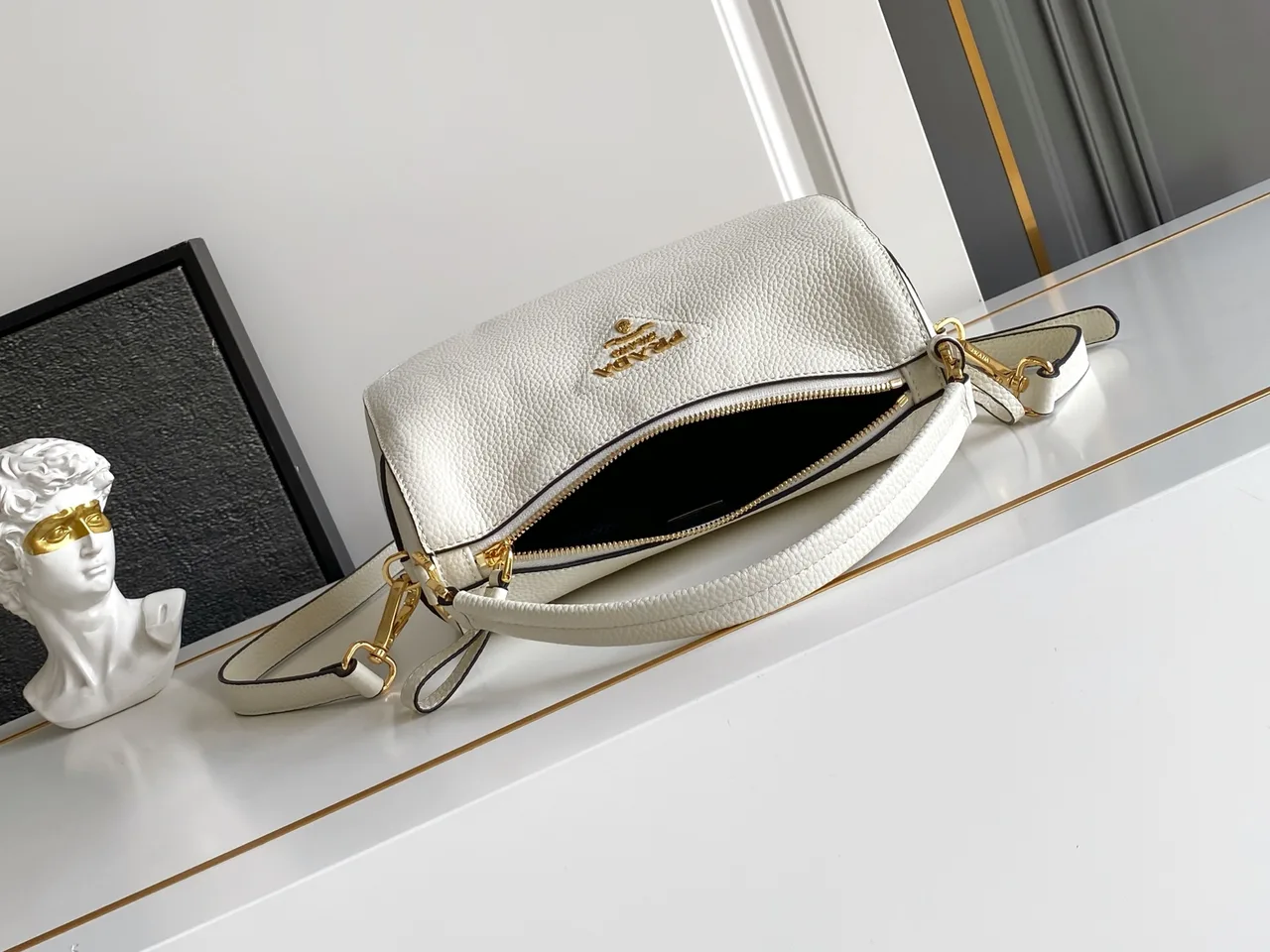Prada Calfskin Smooth Hobo Bag in White · view 5