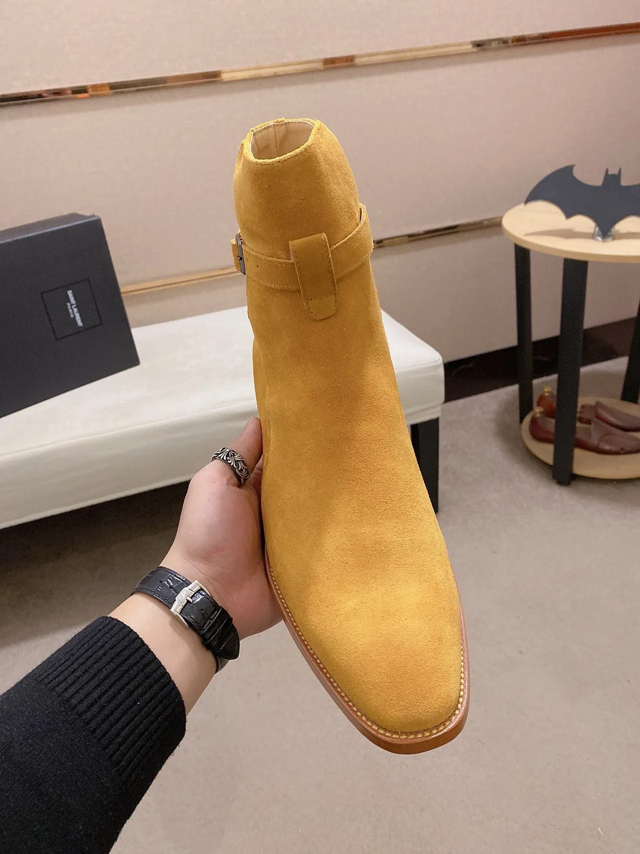 Saint Laurent Cowhide Boots in Yellow · view 2