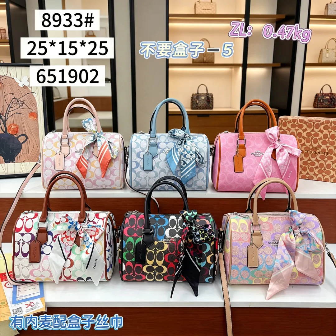 Coach Signature top-handle satchel in Cream / Black / Pink / White / Blue · view 8