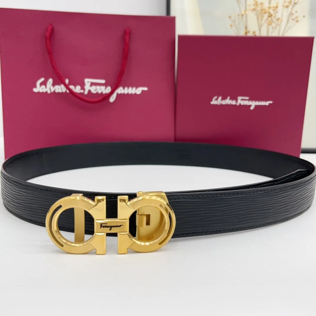 Ferragamo Calfskin Belt in Black · view 1