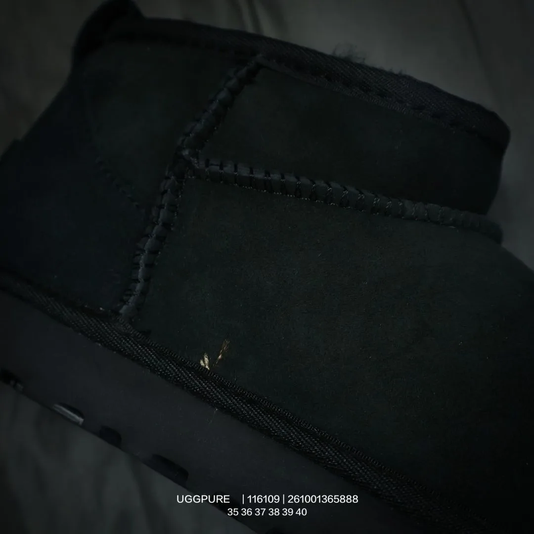 UGG Wool Suede-Look Round-Toe Ankle Boots in Black · view 7