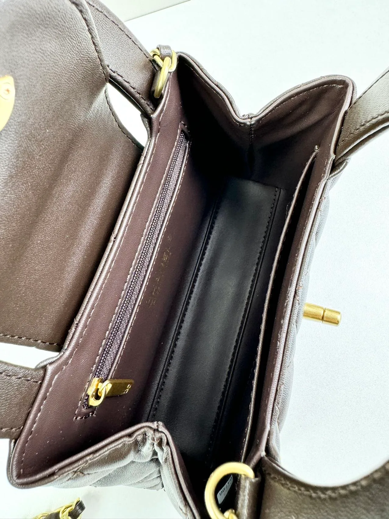 Chanel Quilted Glossy Mini Kelly Bag in Brown · view 7