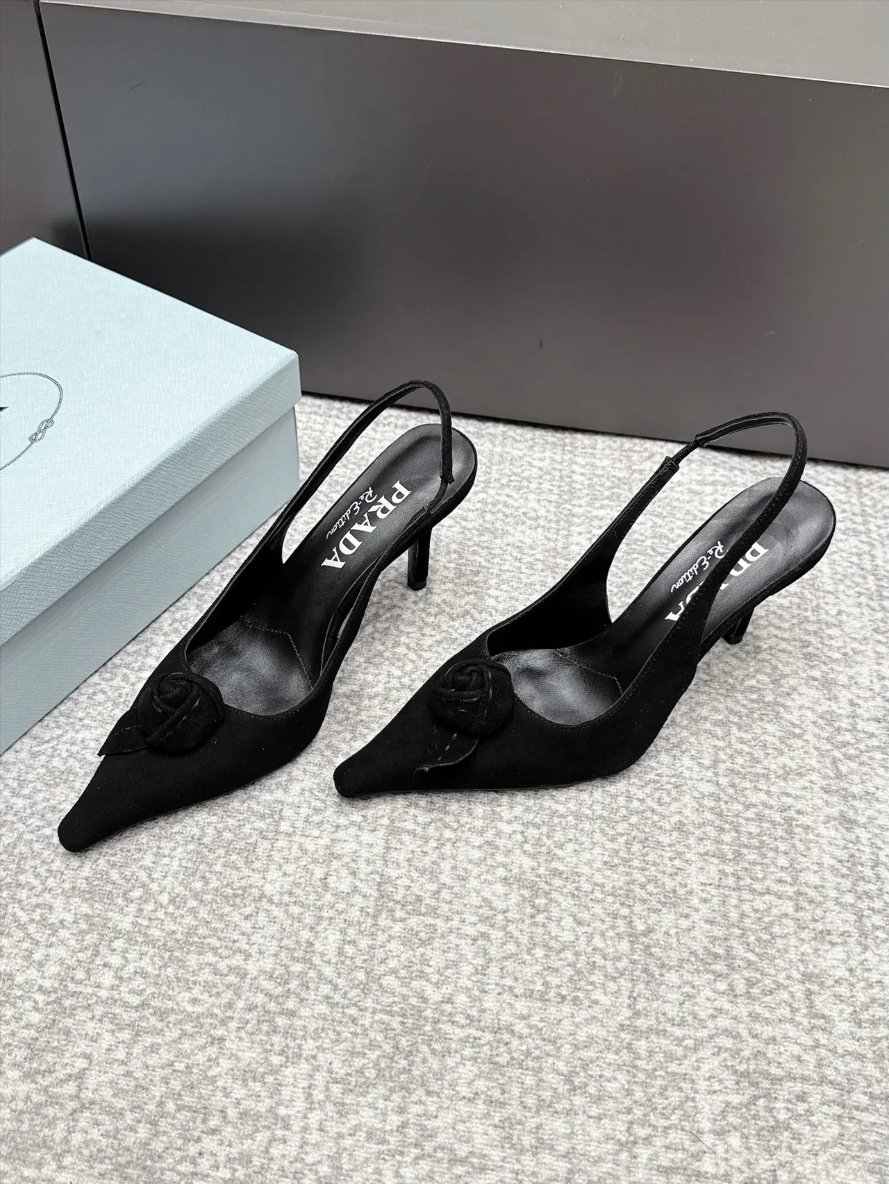 Prada Pointed Slingback Pumps in Black · view 2