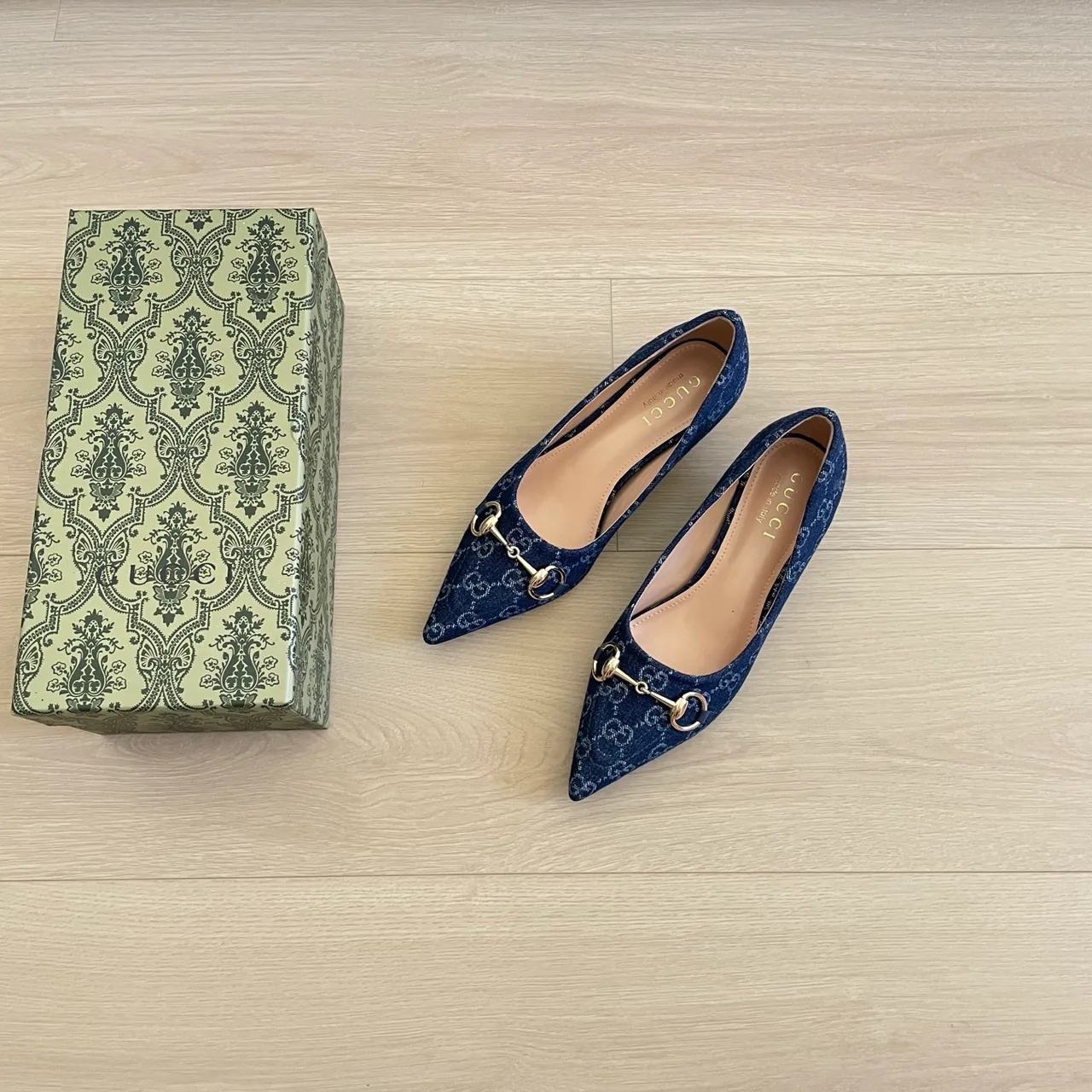 Gucci Monogram Kitten Heel Pumps in Blue · view 2