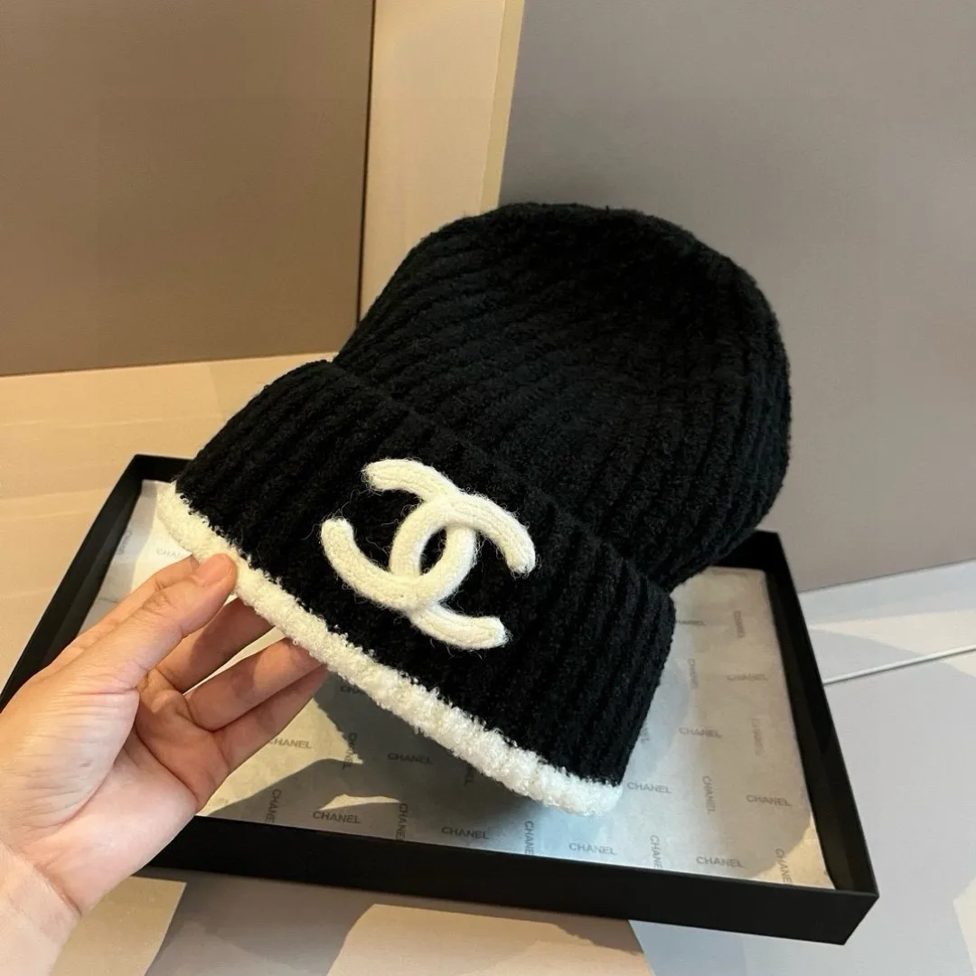 Chanel Ribbed Knit Beanie in Black · view 4