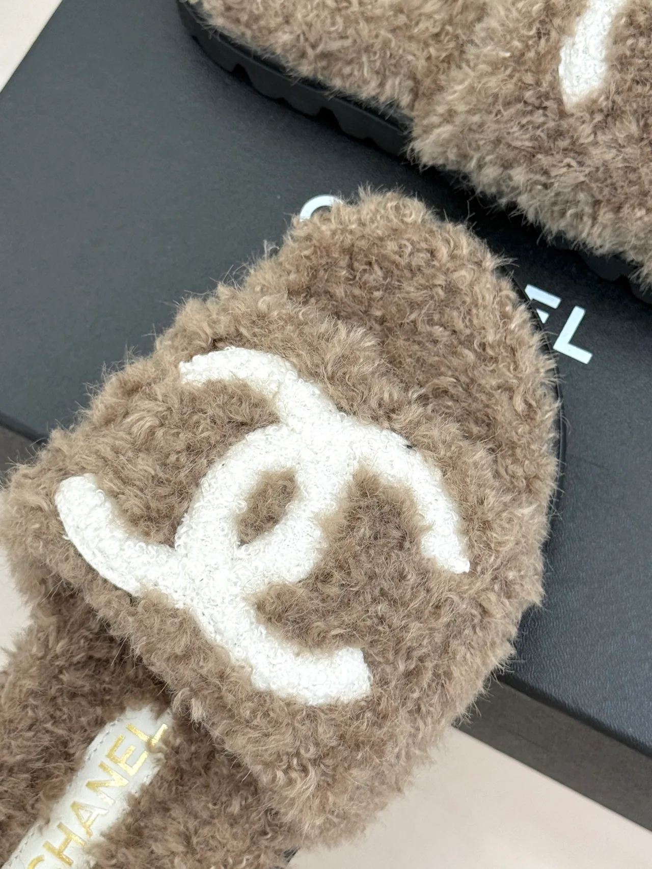 Chanel Denim Slippers in Grey · view 7