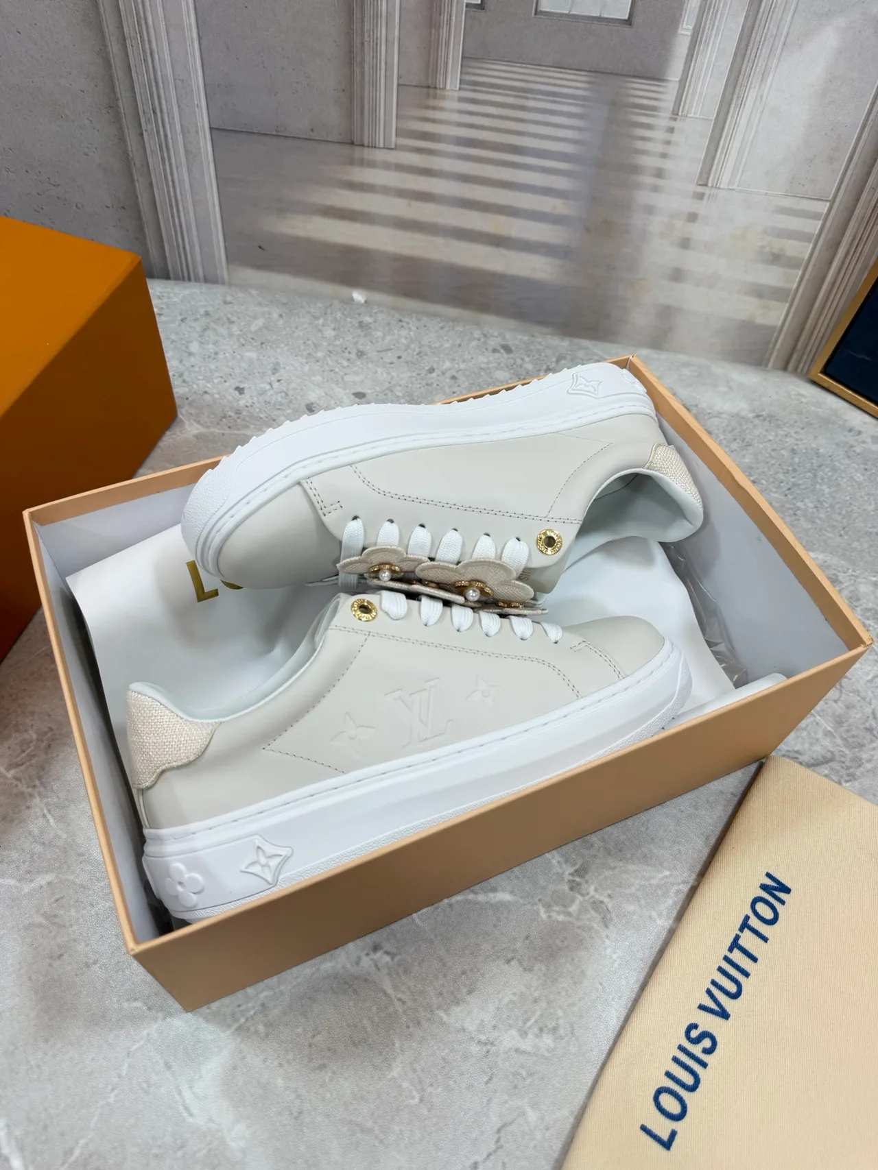 Louis Vuitton Smooth Sneakers in Grey · view 6