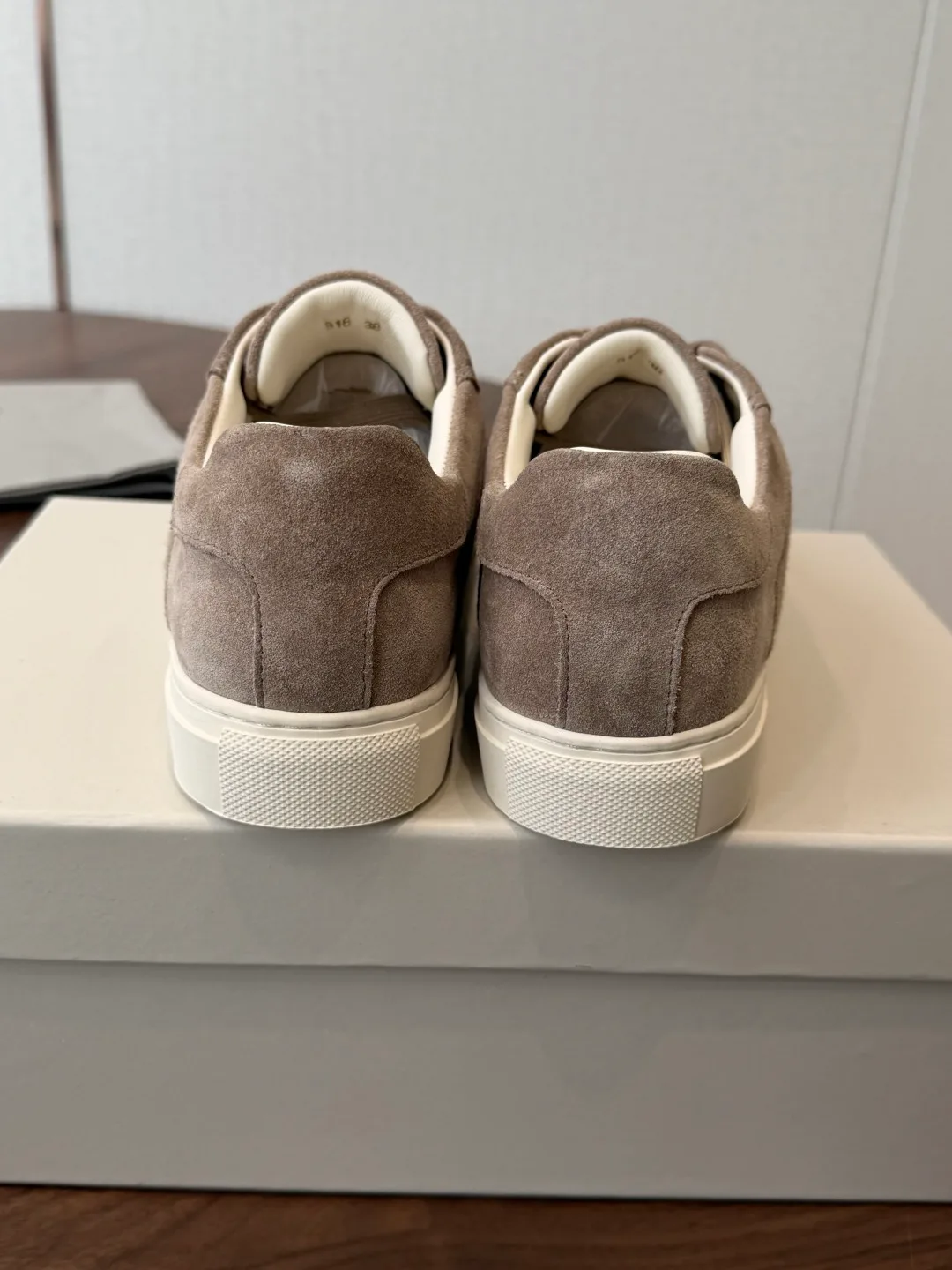 Brunello Cucinelli Cowhide Suede Panelled Lace-Up Sneakers in Grey · view 8