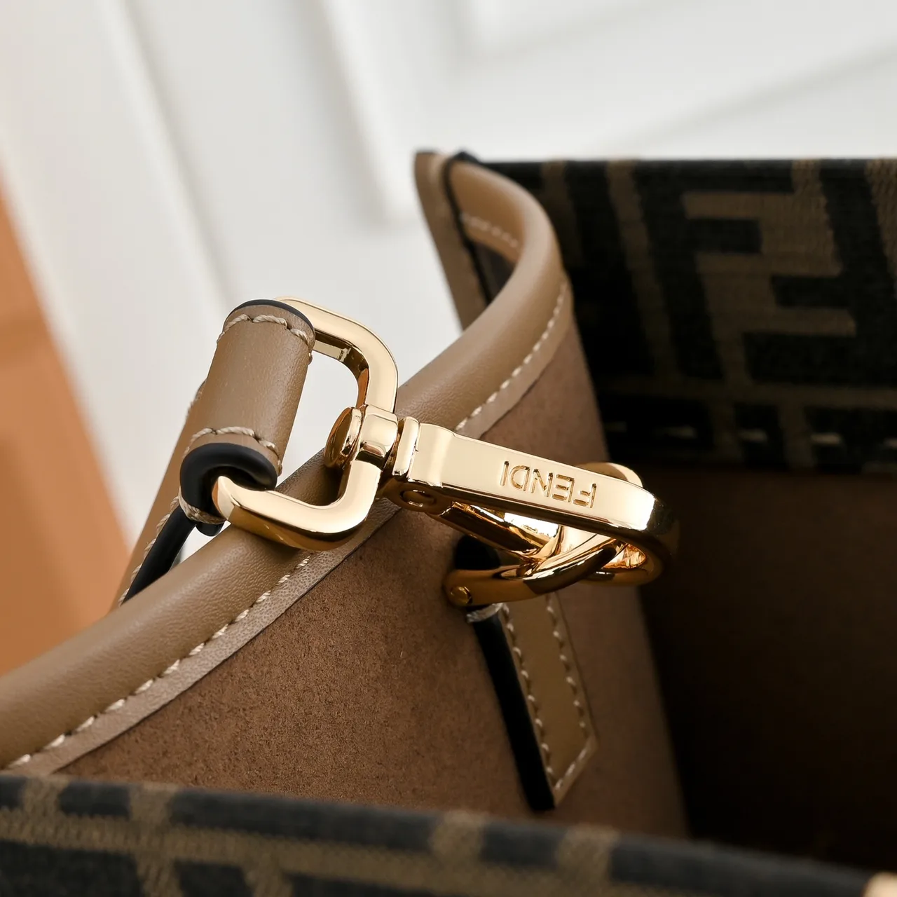 Fendi FF Monogram Logo-Letter Top-Handle Tote in Brown · view 5