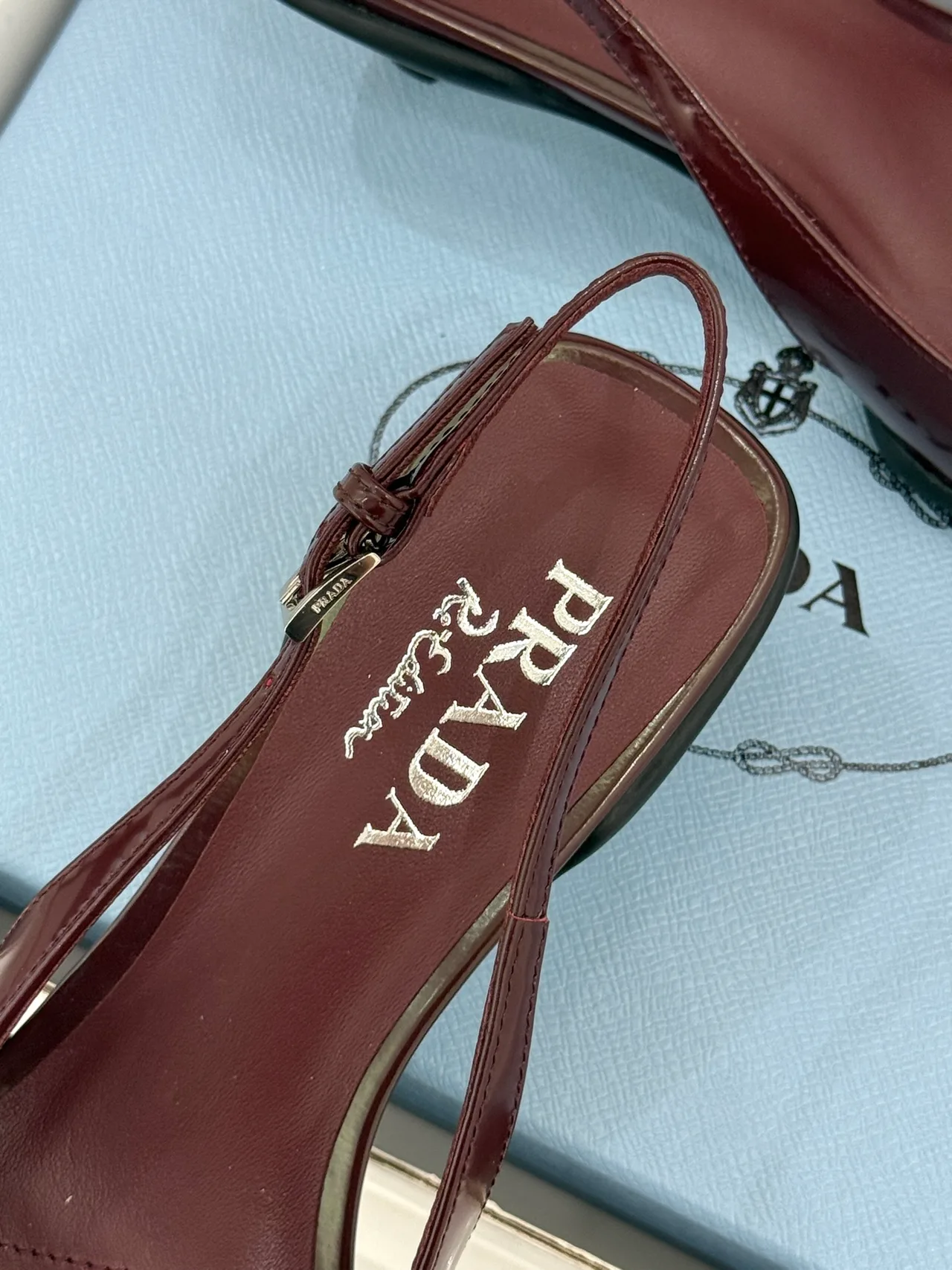 Prada Pointed Slingback Pumps in Burgundy · view 8