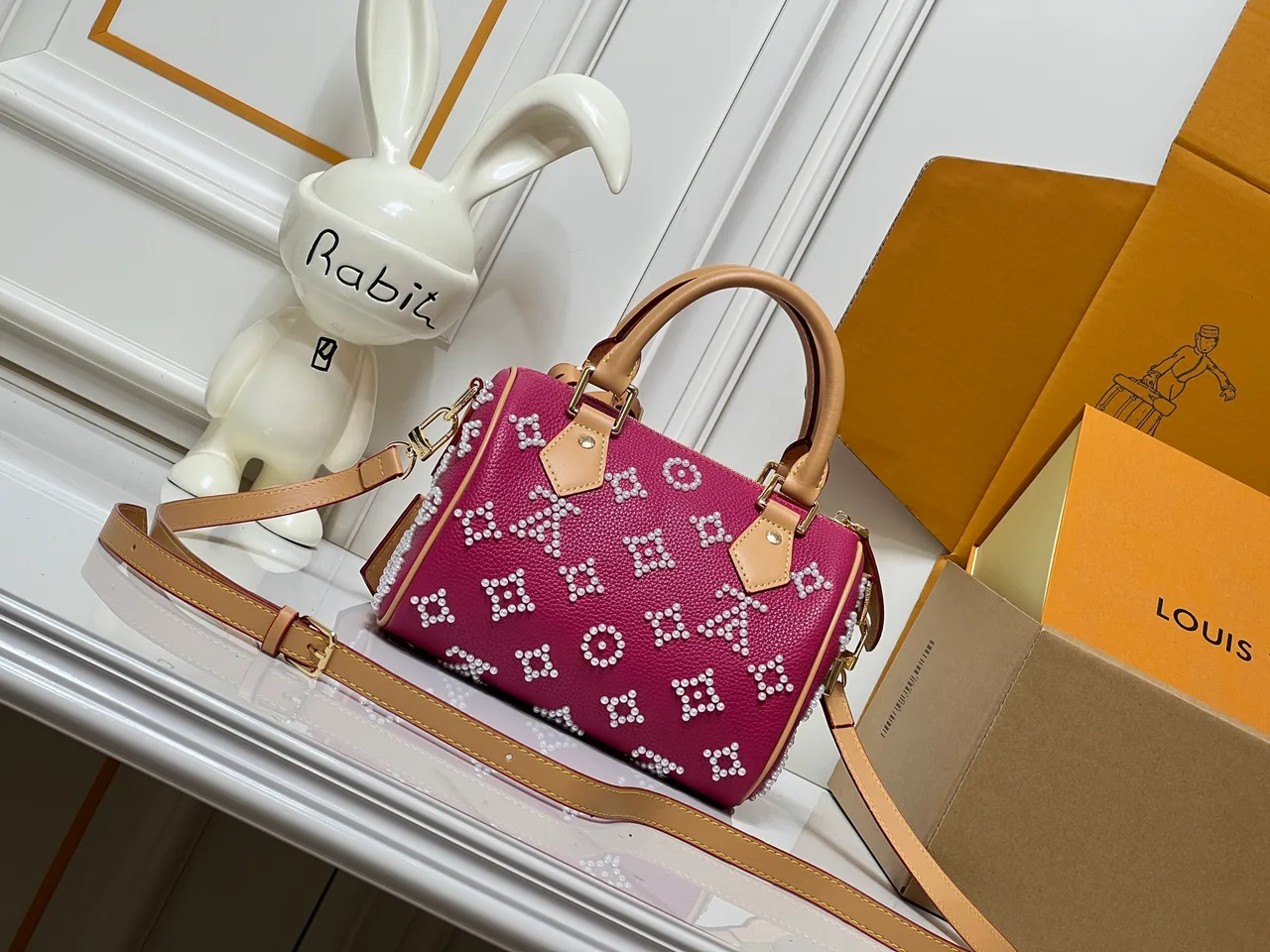 Louis Vuitton Calfskin Speedy Handbag in Pink · view 4
