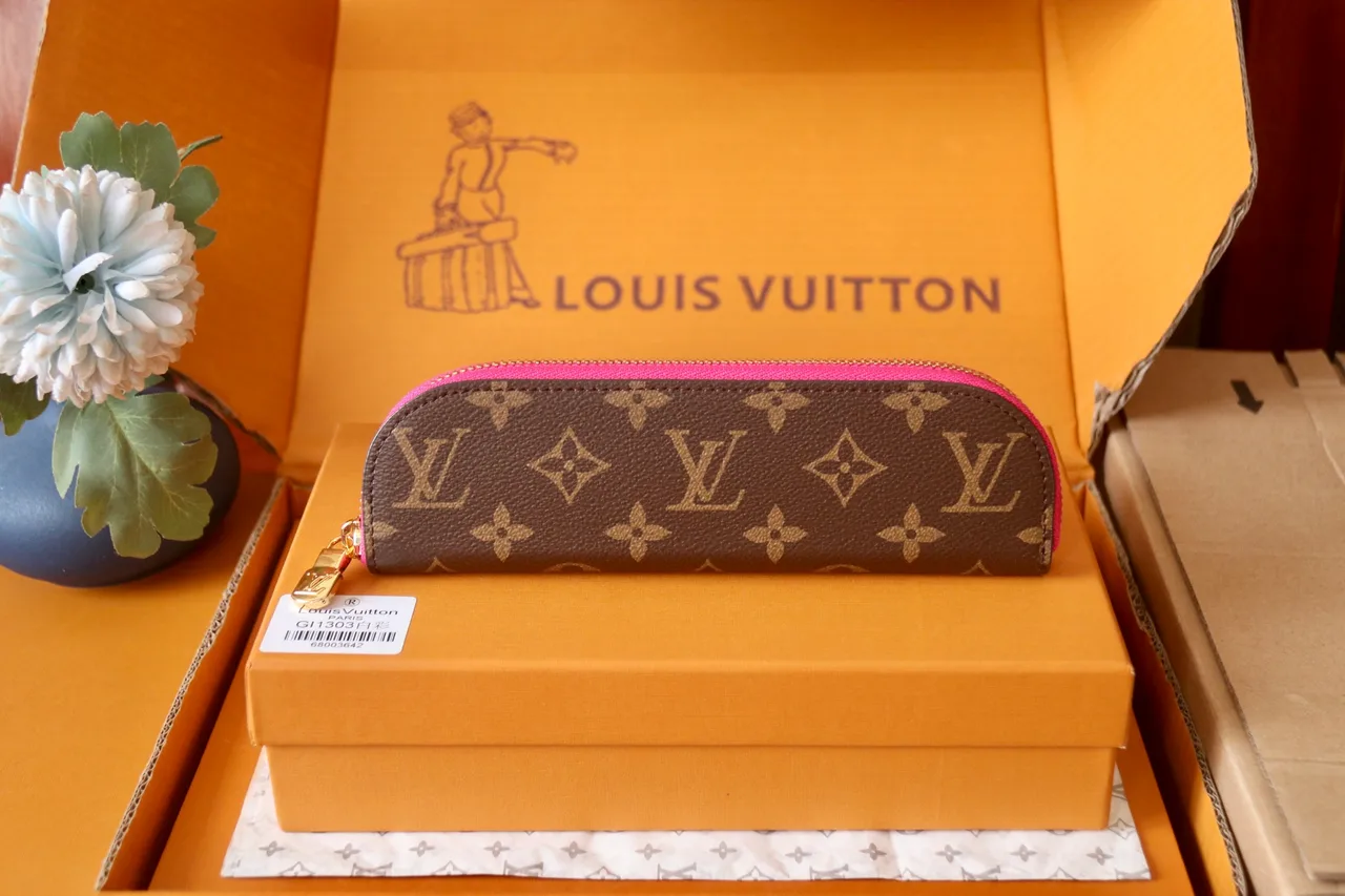 Louis Vuitton Canvas Smooth Zip Pencil Case in Brown · view 1