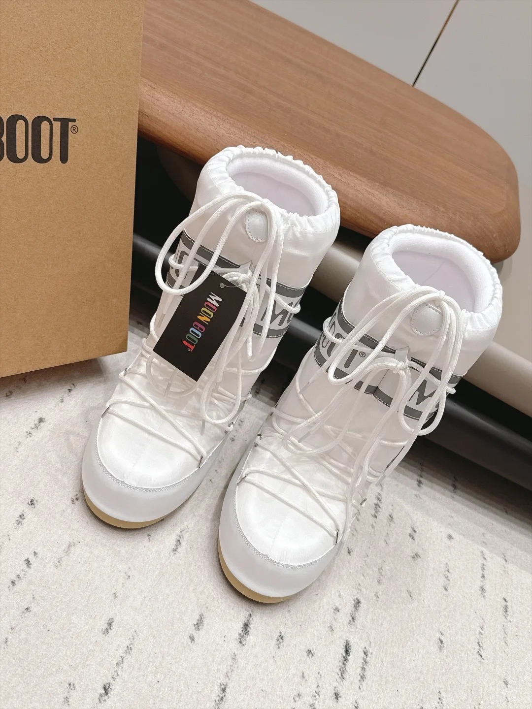Moon Boot Smooth Snow Boots in White · view 2