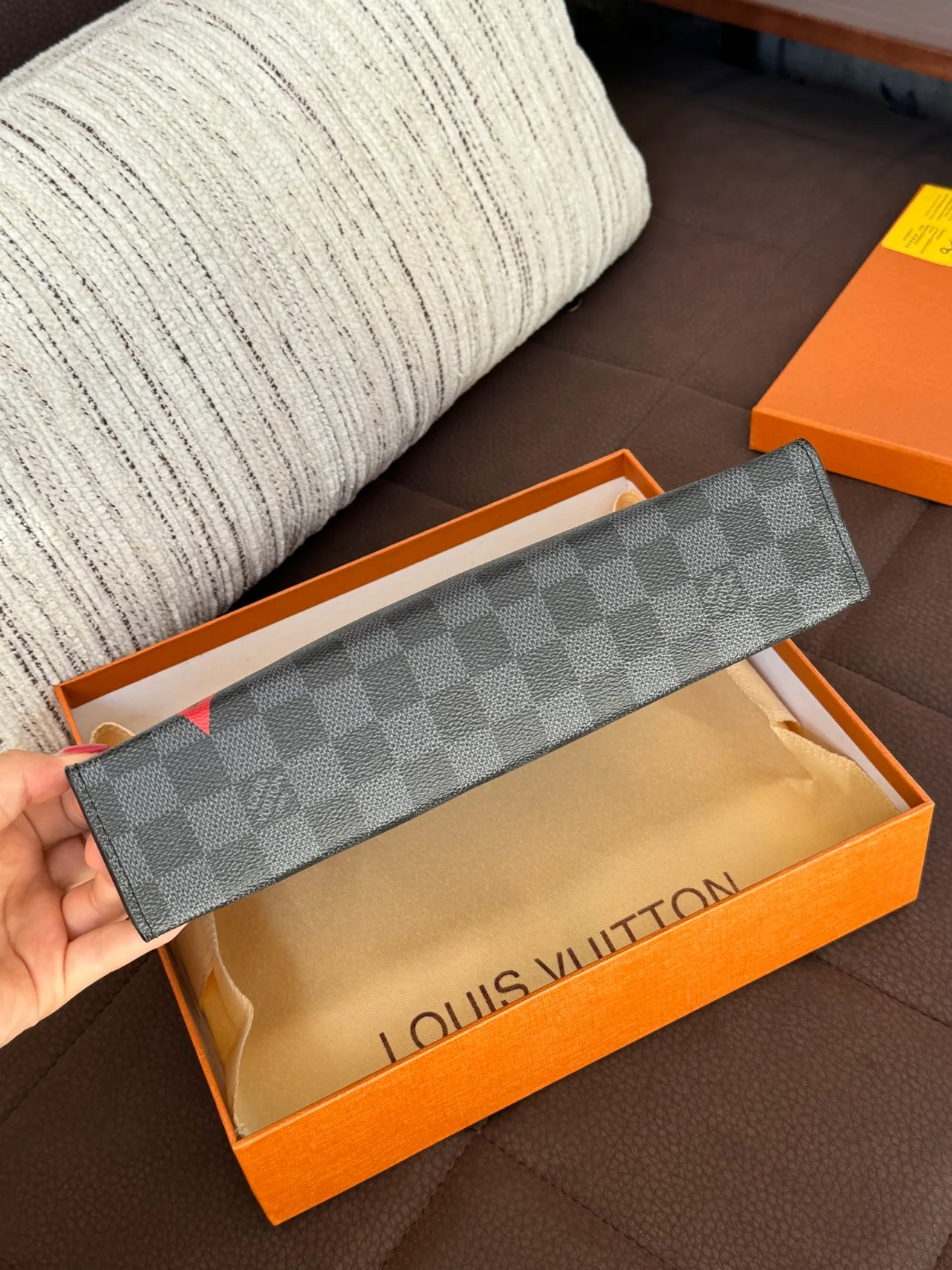 Louis Vuitton Check Zip Pouch in Grey · view 3