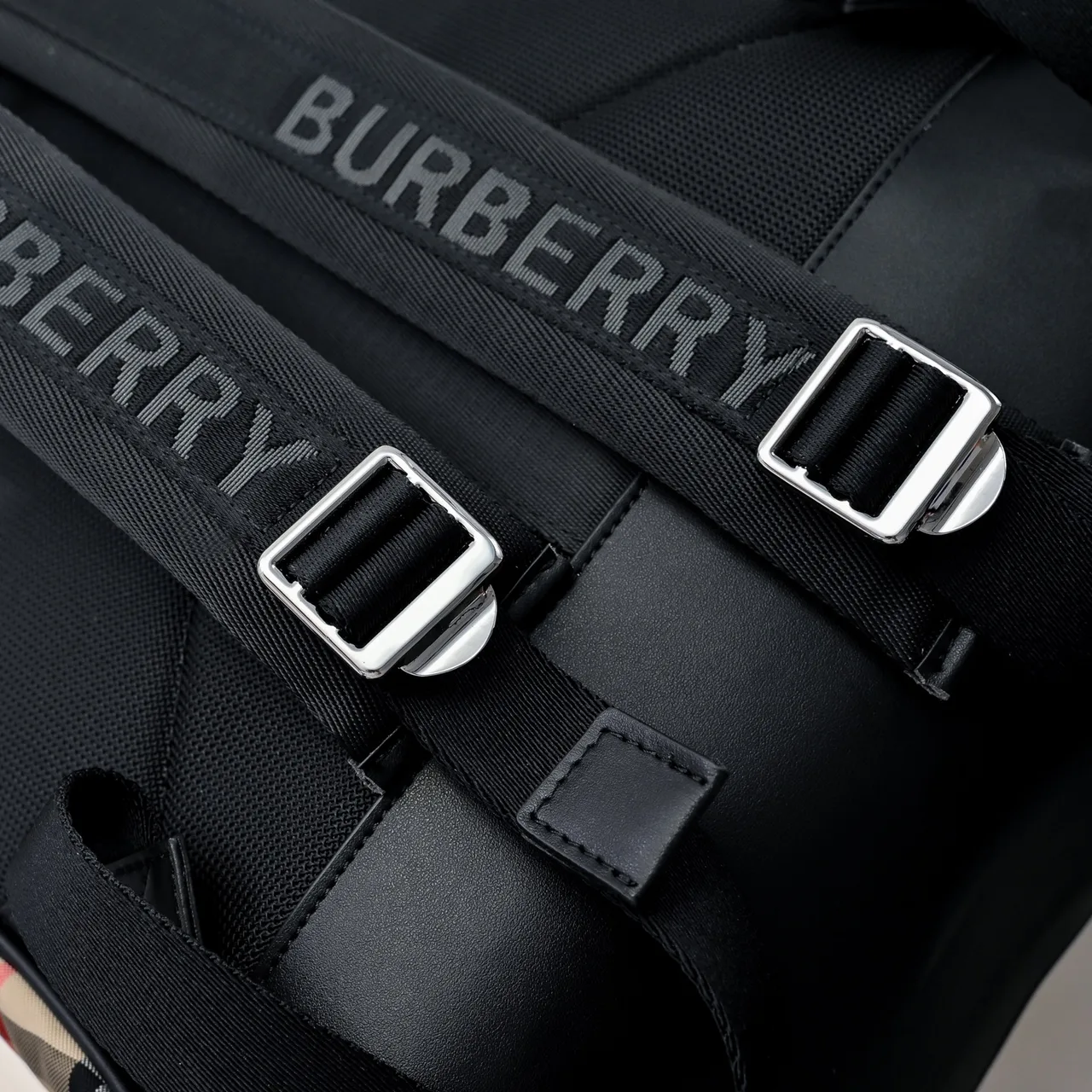 Burberry Embroidered Check Backpack in Beige · view 7