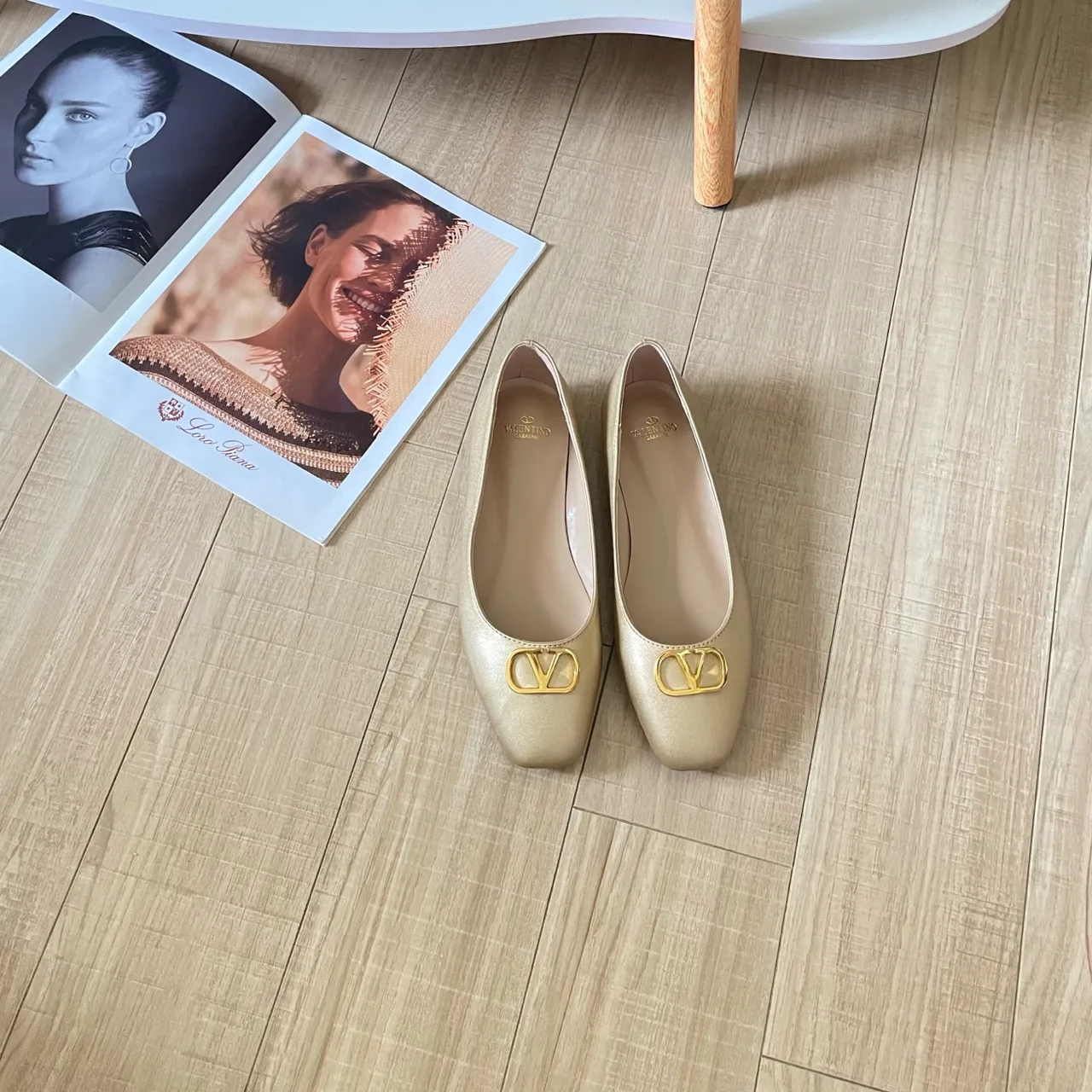 Valentino V-Logo Flats in Black & White & Gold & Silver · view 3