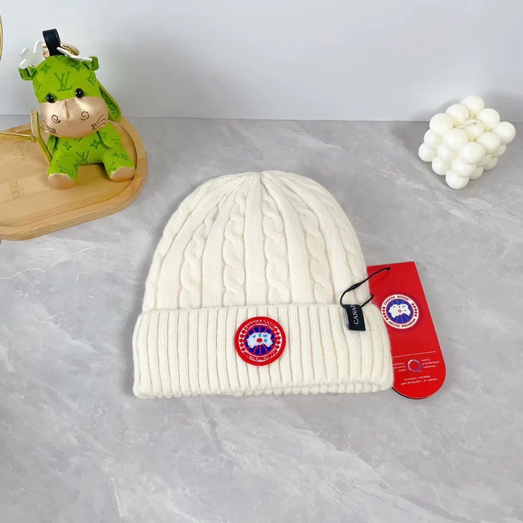 Canada Goose Wool Ribbed Hat Scarf and Gloves Set in White · view 7