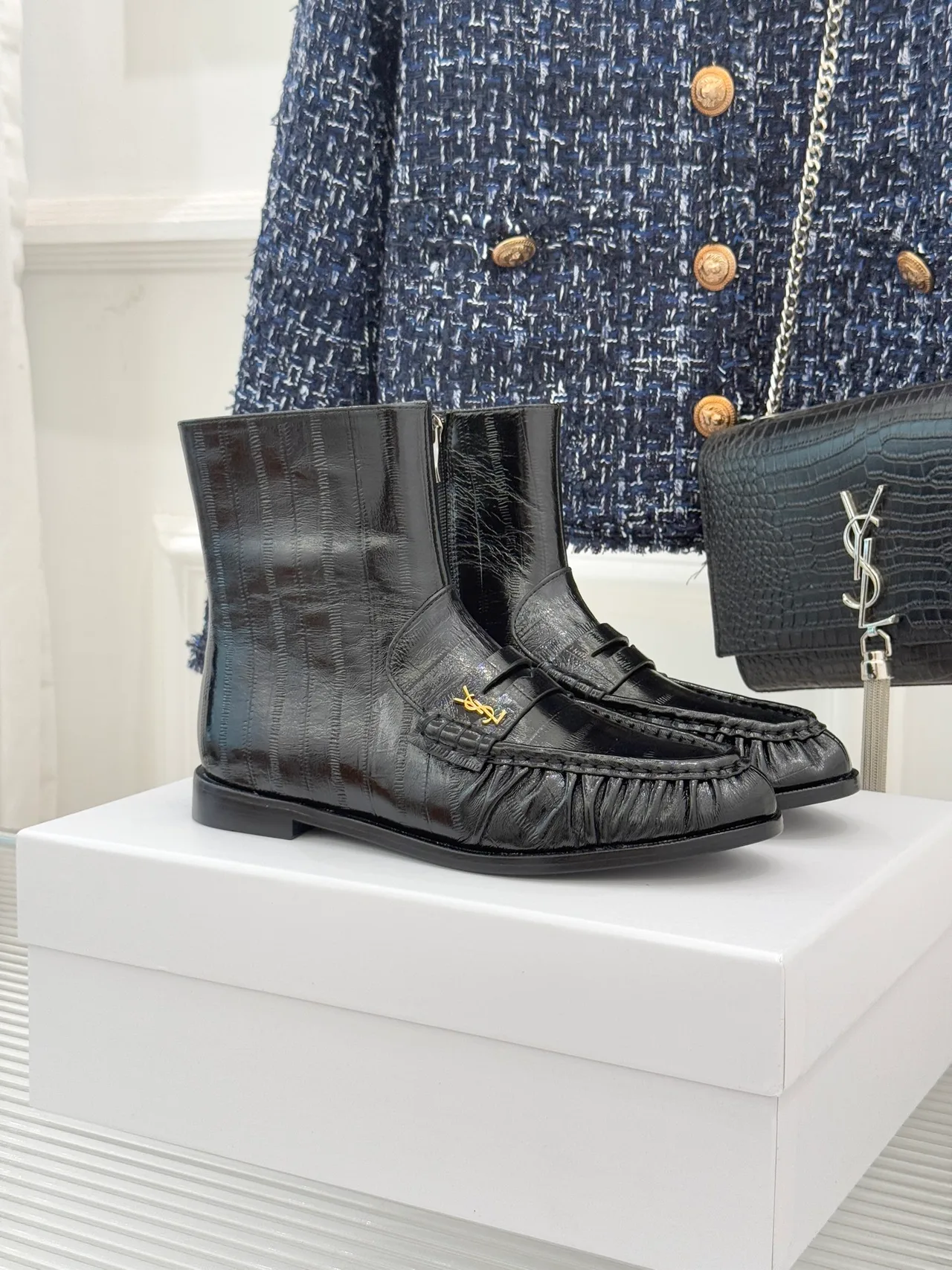 Saint Laurent Smooth Ankle Boots in Black · view 1