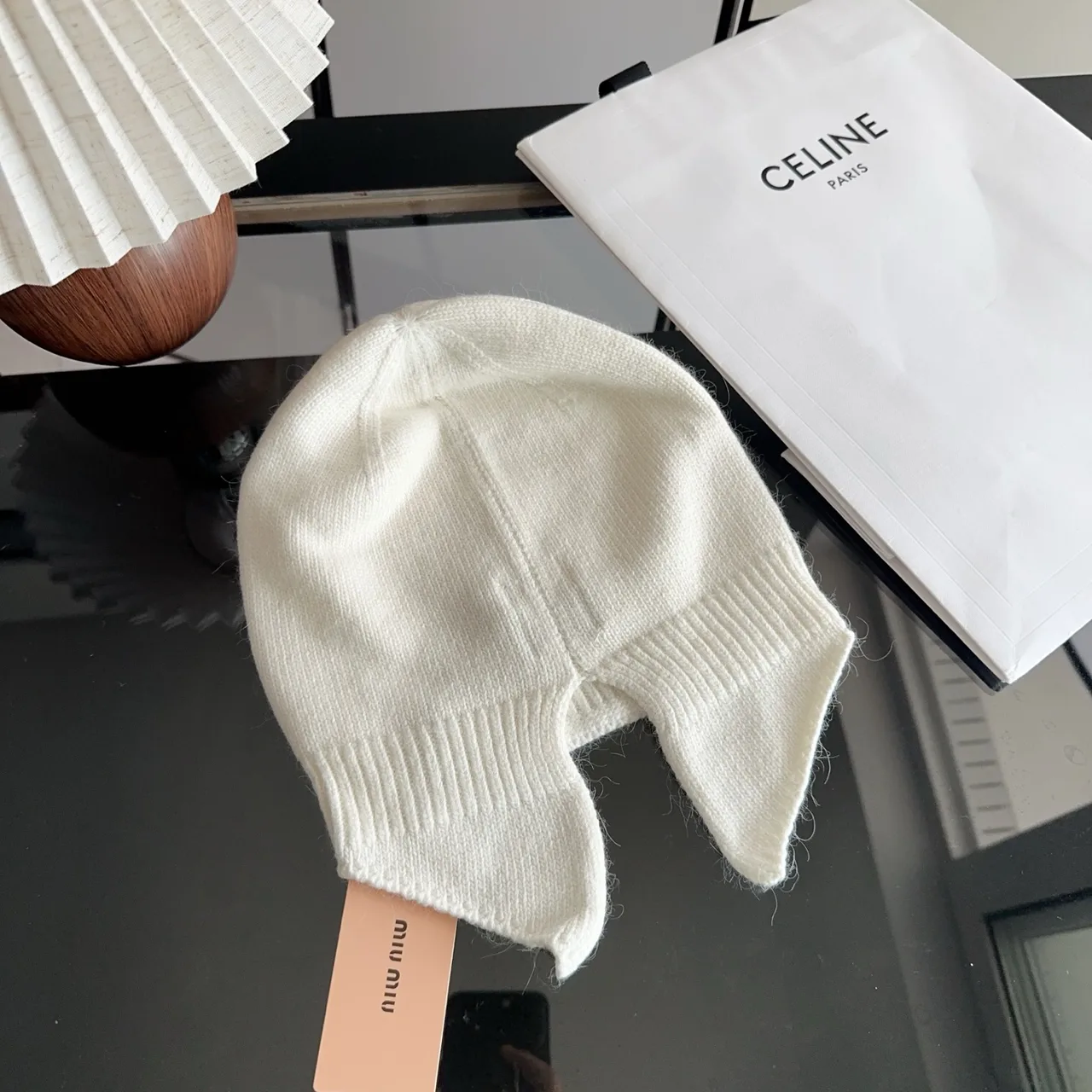 Miu Miu Embroidered Beanie in White · view 4