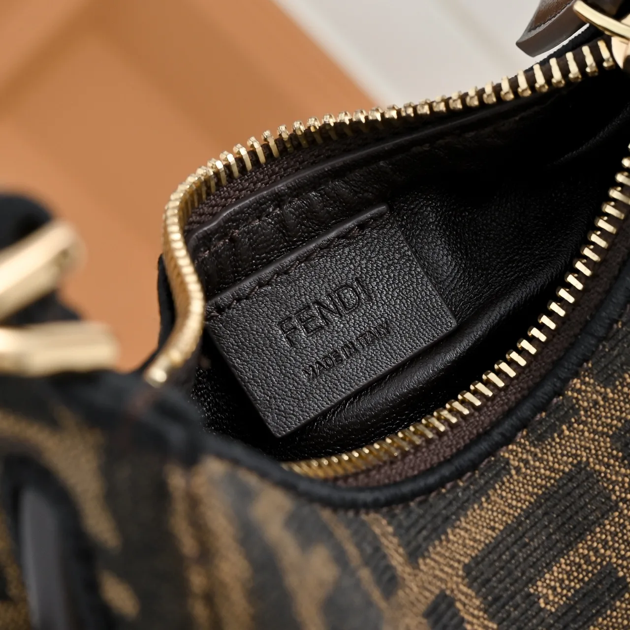 Fendi Embroidered Hobo Bag in Brown · view 7