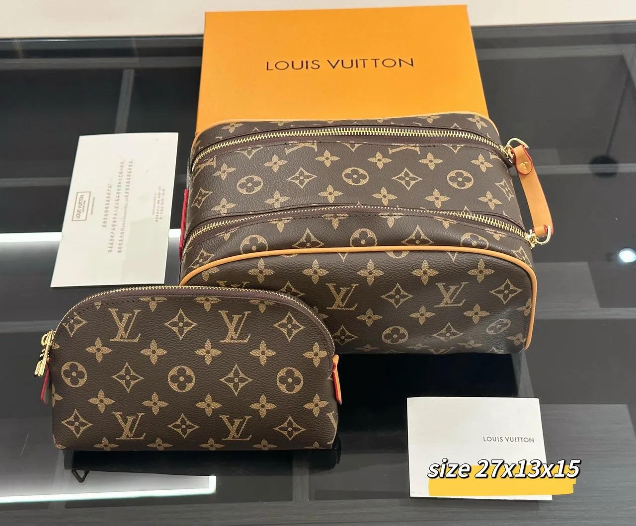 Louis Vuitton Double-Zip Bag in Brown & Grey & White · view 1