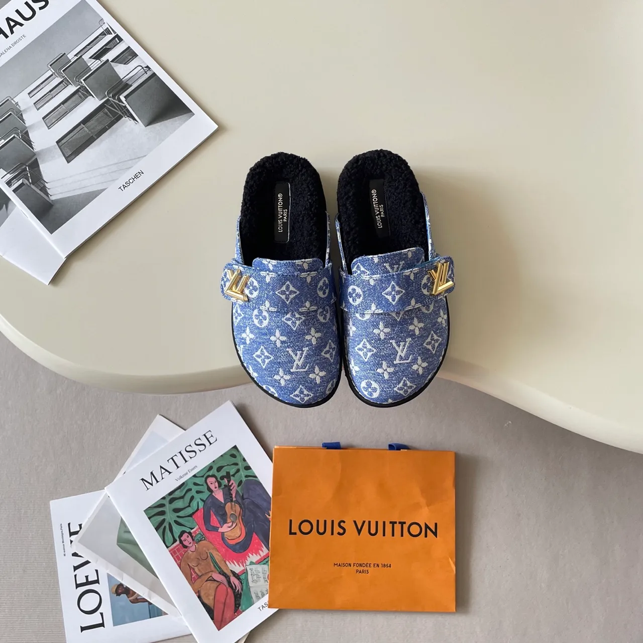 Louis Vuitton Horsebit Mules in Brown / Black / Blue · view 7